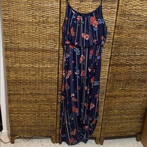EUC Love Ryan Los Angeles blue, dark orange floral Maxi Dress XL